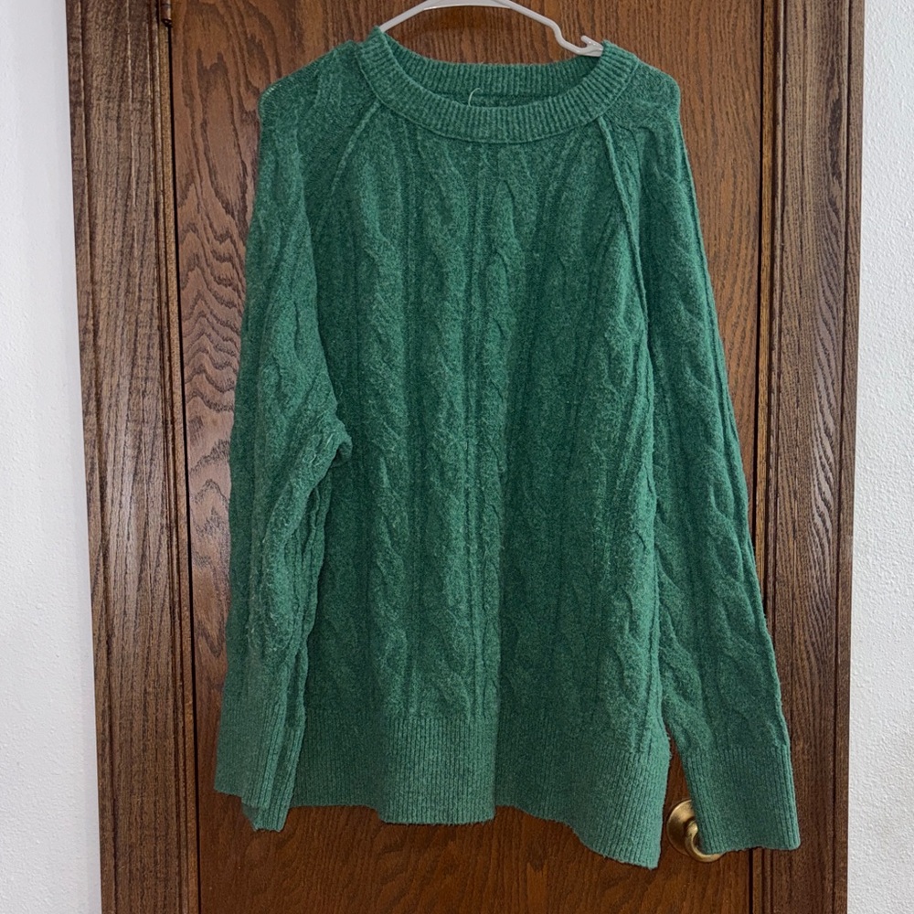 Aerie always forever Green Cable Knit Sweater